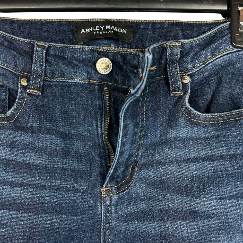 Ashley Mason Premium SZ 0/24 Flare Jeans Floral Embroidered Frayed Boho Festival - Picture 4 of 10
